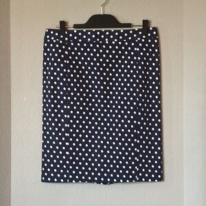 Navy Polka Dot Straight Pencil Skirt XL Knee Length NWT